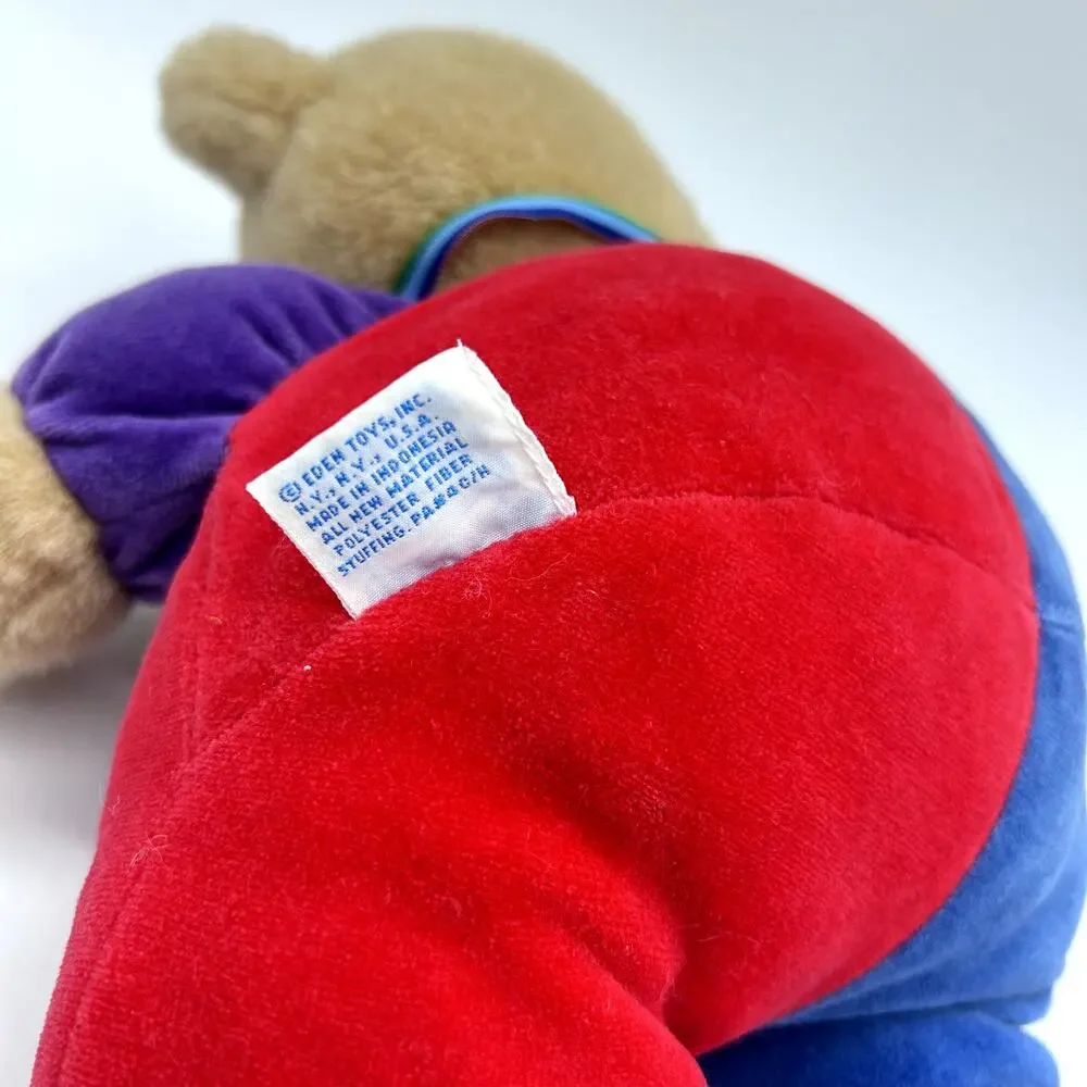 Vintage Eden Primary Colors Bear Stuffed Animal 80's Plush Rainbow Teddy 13